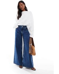 ASOS - Asos Design Petite High Waist Wide Leg Jeans - Lyst