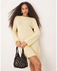 ASOS - Knitted Mini Dress With Flared Sleeve - Lyst