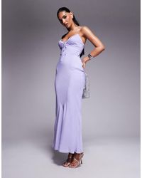 Princess Polly - Emily Lace Trim Tie Front Cami Fishtail Maxi Dress - Lyst