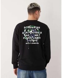 Aape By A Bathing Ape - Sudadera Negra Extragrande Con Cuello Redondo Y Logo De Camuflaje Estampado En El Pecho Y La Espalda De Aape By A Bathing Ape - Lyst
