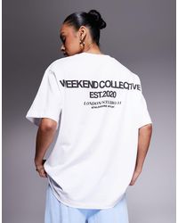 ASOS - Weekend Collective Icon Oversized T-shirt With Bold Font Back Graphic - Lyst