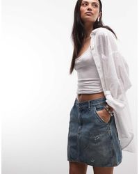 Carhartt - Maeve Double Knee Denim Mini Skirt With Paint Splatter Effect - Lyst