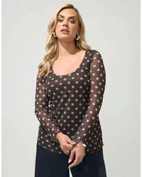 Yours Clothing - Polka Dot Long Sleeve Top - Lyst
