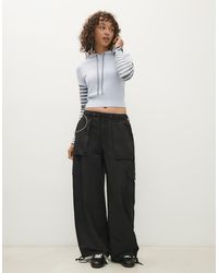 Bershka - Hooded Sweater With Contrast Sleeves - Lyst