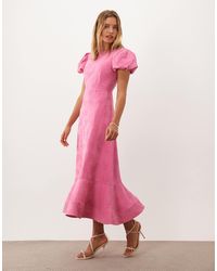 Sister Jane - Jacquard Puff Sleeve Structured Hem Midaxi Dress - Lyst