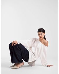 ASOS - Oversized Off Shoulder Interlock Sweatshirt - Lyst