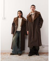 Reclaimed Vintage - Unisex Wool Look Formal Longline Coat With Faux Fur Collar - Lyst