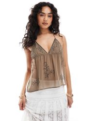 Pull&Bear - – verziertes neckholder-oberteil - Lyst