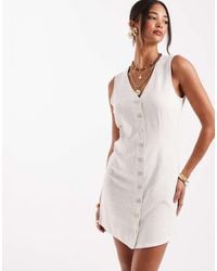 ONLY - Sleeveless Linen Blend Mini Dress - Lyst