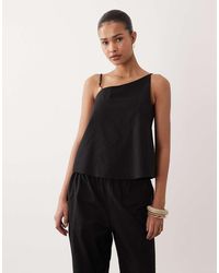 SNDY'S - Linen Blend Asymmetric Bead Detail Top - Lyst