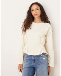 ASOS - Long Sleeve Seam Detail Corset Tee - Lyst