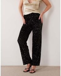 Pieces - Wide Leg Sequin Trousers - Lyst
