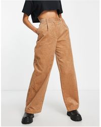 Monki Tora Flare Trousres in Natural Womens Clothing Trousers Slacks and Chinos Full-length trousers 