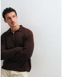 AllSaints - Cyclone Long Sleeve Merino Wool Blend Knit Polo - Lyst