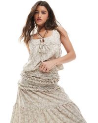 Daisy Street - Boho Square Tie Neck Top - Lyst