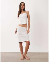 ASOS - Pointelle Pyjama Midi Skirt With Rosebud Trim - Lyst