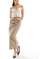 Whistles - Denim Midi Skirt-grey - Lyst