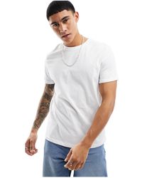 ASOS - T-shirt girocollo bianca con maniche arrotolate - Lyst