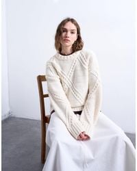 TOPSHOP - Knit Argyle Sweater - Lyst