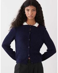 Reclaimed (vintage) - Neat Fit Cardigan With Ribbed Collar - Lyst