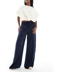 Wednesday's Girl - Satin Wide Leg Side Stripe Trousers - Lyst