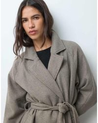 Vila - Belted Longline Double Breasted Formal Coat - Lyst