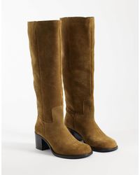 ASOS - Clyde Real Suede Round Toe Pull On Knee Boots - Lyst