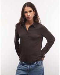Monki - Exclusive Long Sleeve Polo Top - Lyst