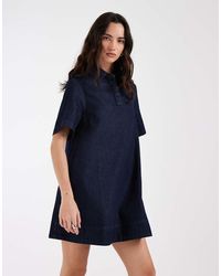 ASOS - Denim Swing Polo Shirt Dress - Lyst