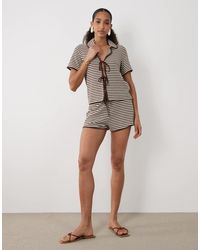 Brave Soul - Co-Ord Tie Front Shirt Crochet Top - Lyst