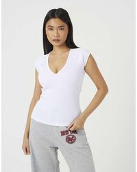 Brave Soul - Cap Sleeve V-Neck Fitted T-Shirt - Lyst
