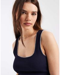 ASOS - Ribbed Scoop Neck Vest With Blanket Stitch Detail - Lyst