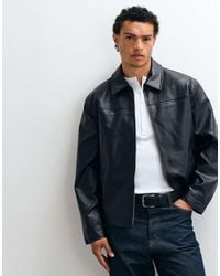 ASOS - Faux Leather Harrington Jacket - Lyst