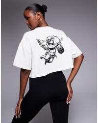 4505 - Icon Cropped Heavyweight Cotton T-shirt With Back Print - Lyst