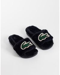 Lacoste - Crocodile Logo Slide Fleece Slipper - Lyst