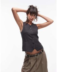 TOPSHOP - Elegante Gilet Met Hoge Knoopsluiting - Lyst