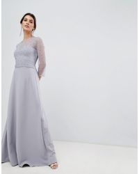 Little Mistress Long Sleeve Maxi Dress - Gray