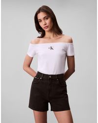 Calvin Klein - T-Shirts Kurzarm Off Shoulder Schulterfrei - Lyst
