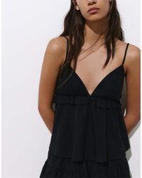 Pull&Bear - Linen Blend Ruffled Top - Lyst