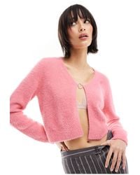 ONLY - Cropped Cardigan With Heart Clasp - Lyst