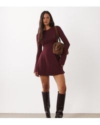 Kaiia - Exclusive Compact Knit Fla Sleeve Mini Skater Dress - Lyst