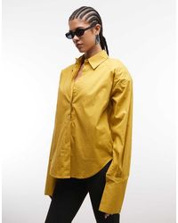 ASOS - Shoulder Pad Detailing Dipped Hem Shirt - Lyst