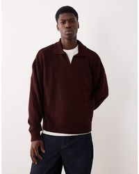 ASOS - Super Oversized Boxy Fit Knit Notch Neck Polo Shirt - Lyst