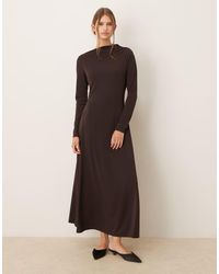 Mango - Slash Neck Long Sleeve Maxi Dress - Lyst