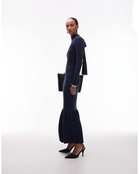 ASOS - Power Shoulder Maxi Dress With Bow Back And Peplum Hem - Lyst