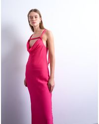 TOPSHOP - Knot Neck Deep Cowl Occasion Midi - Lyst