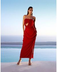 ASOS - Draped Cami Maxi Dress With 3D Floral Detail - Lyst