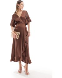 Bardot - Ax Paris Satin Wrap Dress - Lyst