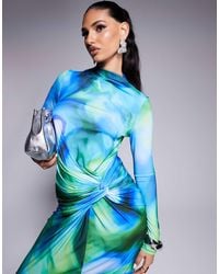 DASKA - – exklusives, hochgeschlossenes maxikleid mit em muster - Lyst