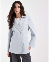 ASOS - Linen Look Double Breasted Blazer - Lyst